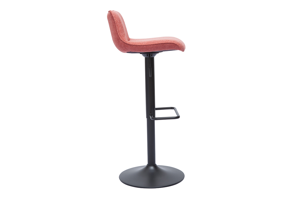 Tabourets de bar r�glables pivotants 360� en tissu effet velours textur� terracotta et m�tal noir (lot de 2) BOOST