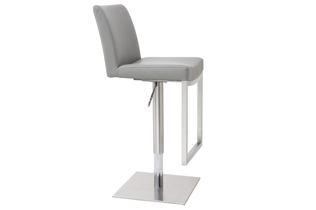 Tabourets de bar relevables gris et acier chrom� (lot de 2) KYLE