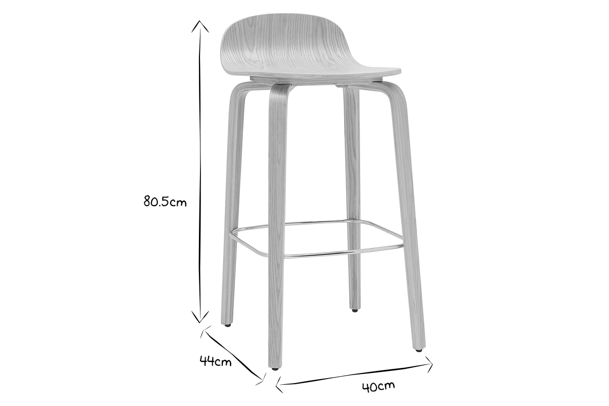 Tabourets de bar scandinaves bois ch�ne H68 cm (lot de 2) OBRA