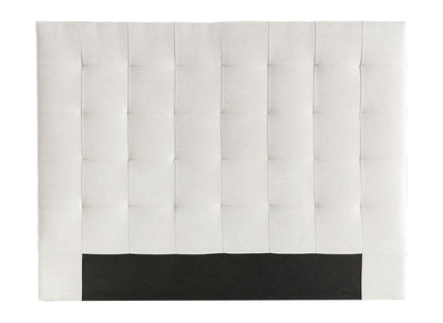 T&ecirc;te de lit capitonn&eacute;e en tissu beige clair naturel L140 cm HALCIONA